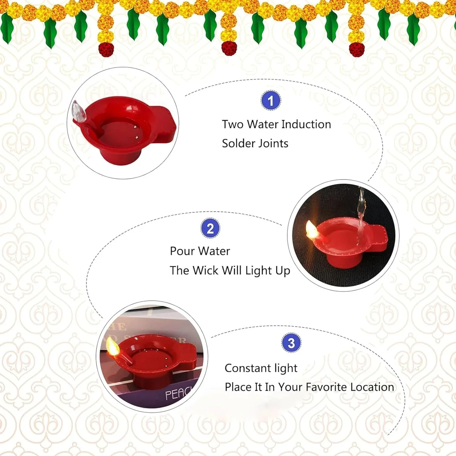 DivyaGlow® – Premium Smokeless LED Water Sensor Diya (Navratri Special Offer) - Image 2