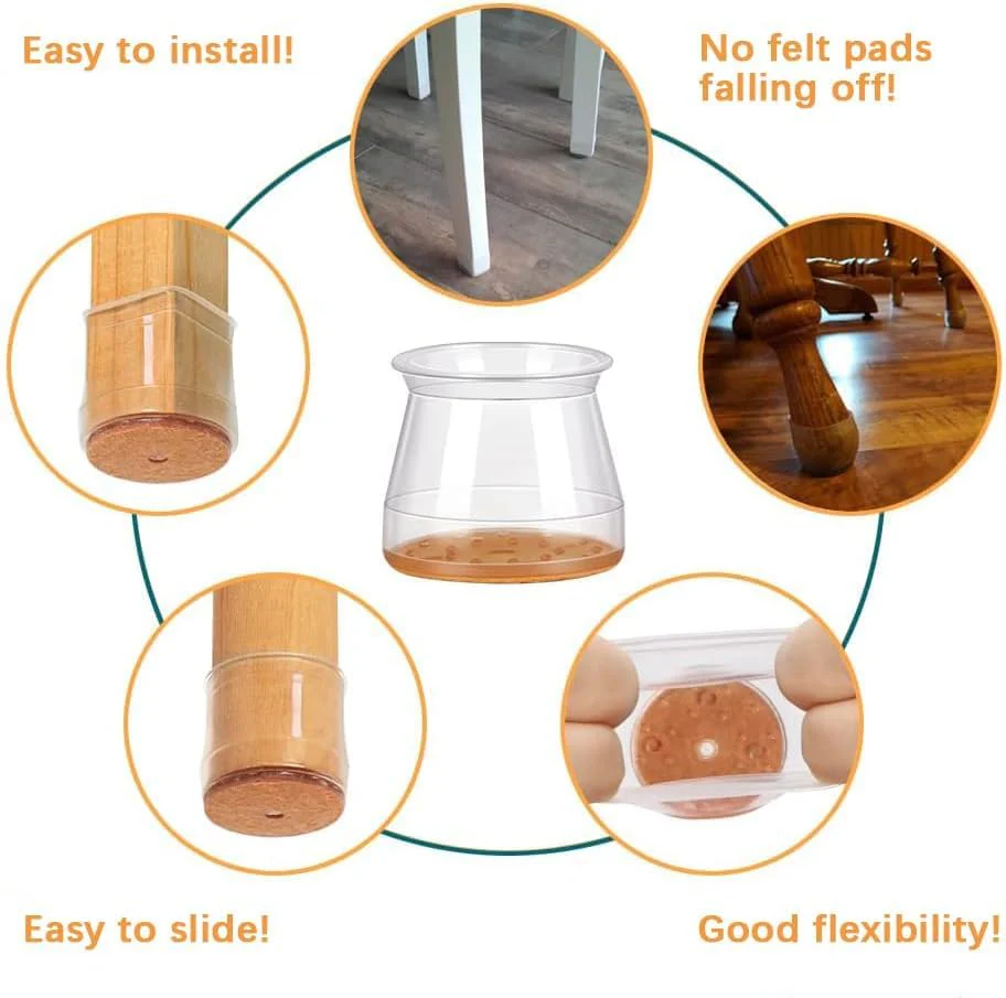 FloorGuard® - Silicone Chair Leg Protectors with Felt for Hardwood Floors (6PCS) - Image 2