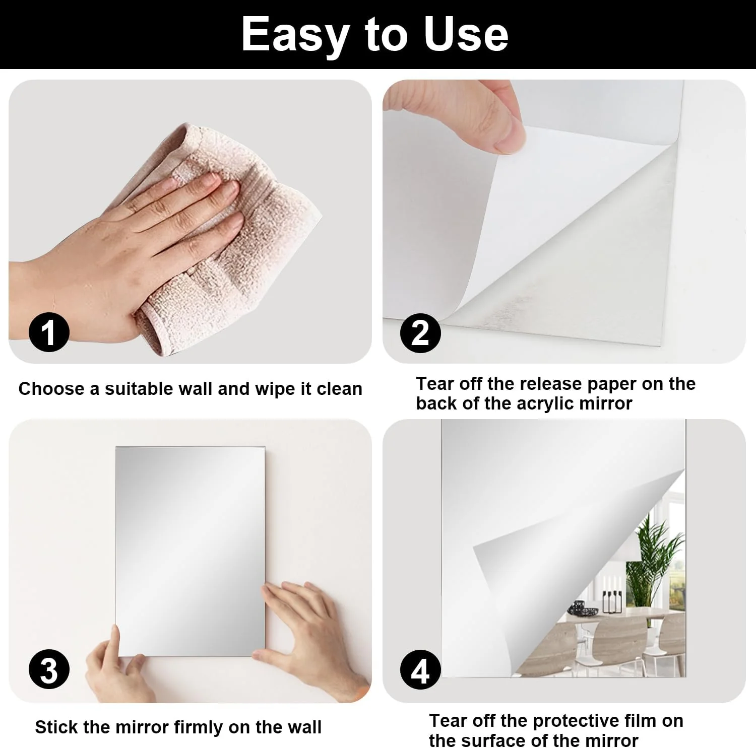 Luxora® - Combo of Oval Shape & Square Shape Mirror (Pack of 2) - Image 5