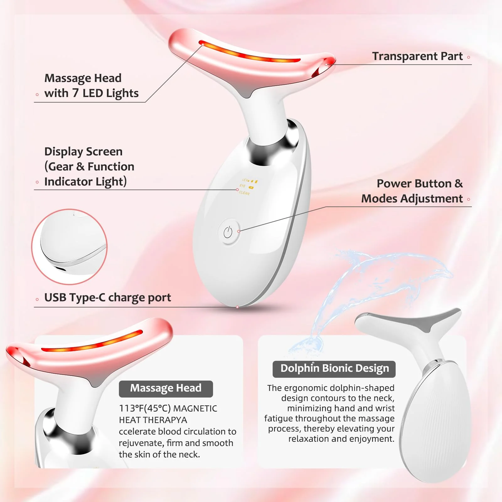 Red Light Therapy 7-Color LED Face & Neck Rejuvenation Device - Image 3