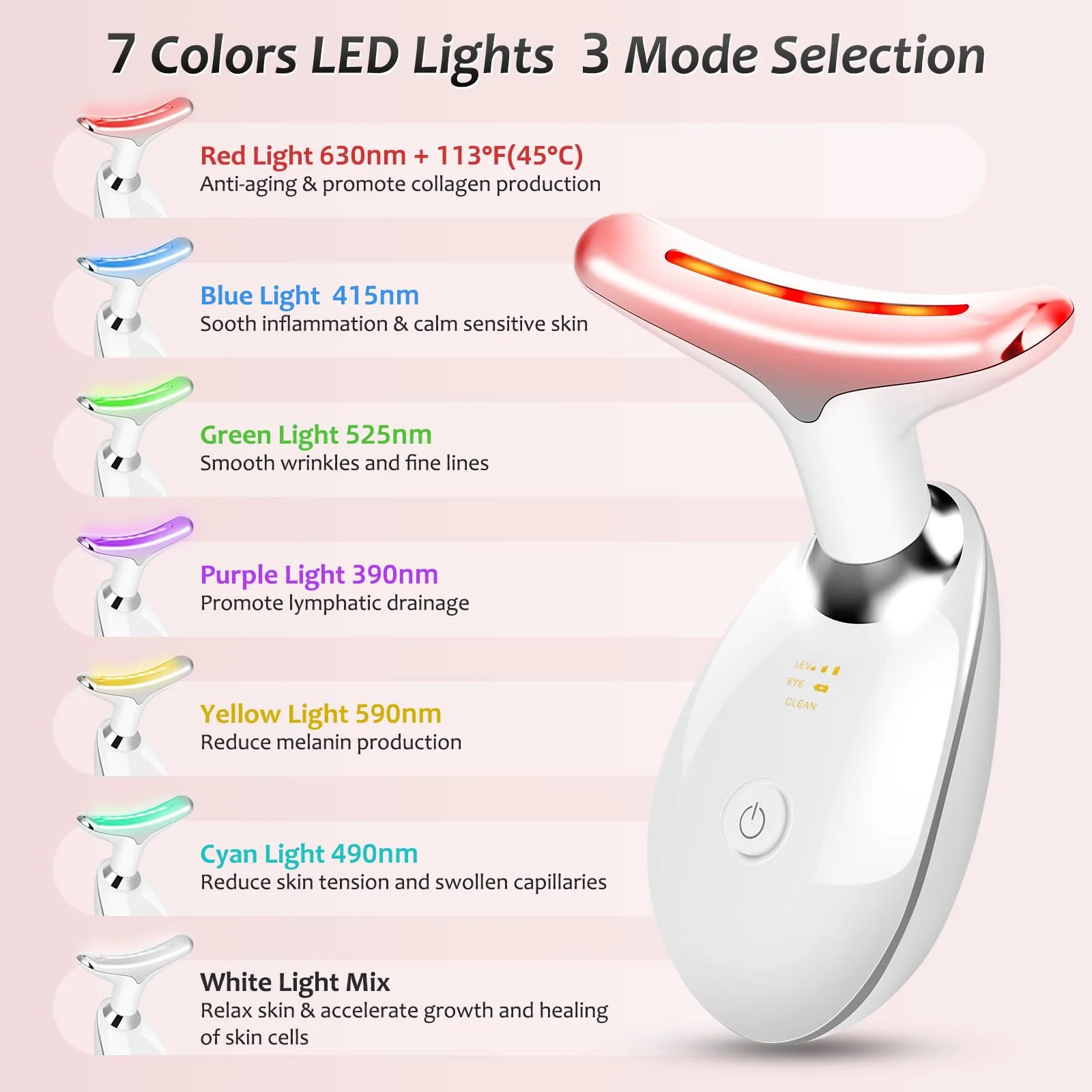 Red Light Therapy 7-Color LED Face & Neck Rejuvenation Device - Image 5