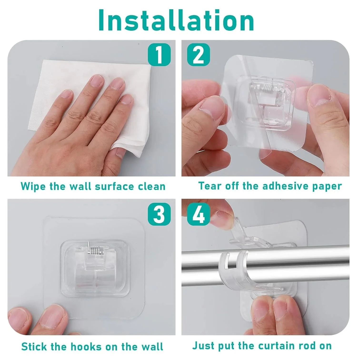 NoDrill+® Curtain Rod Self Adhesive Hook (Pack of 6) - Image 4