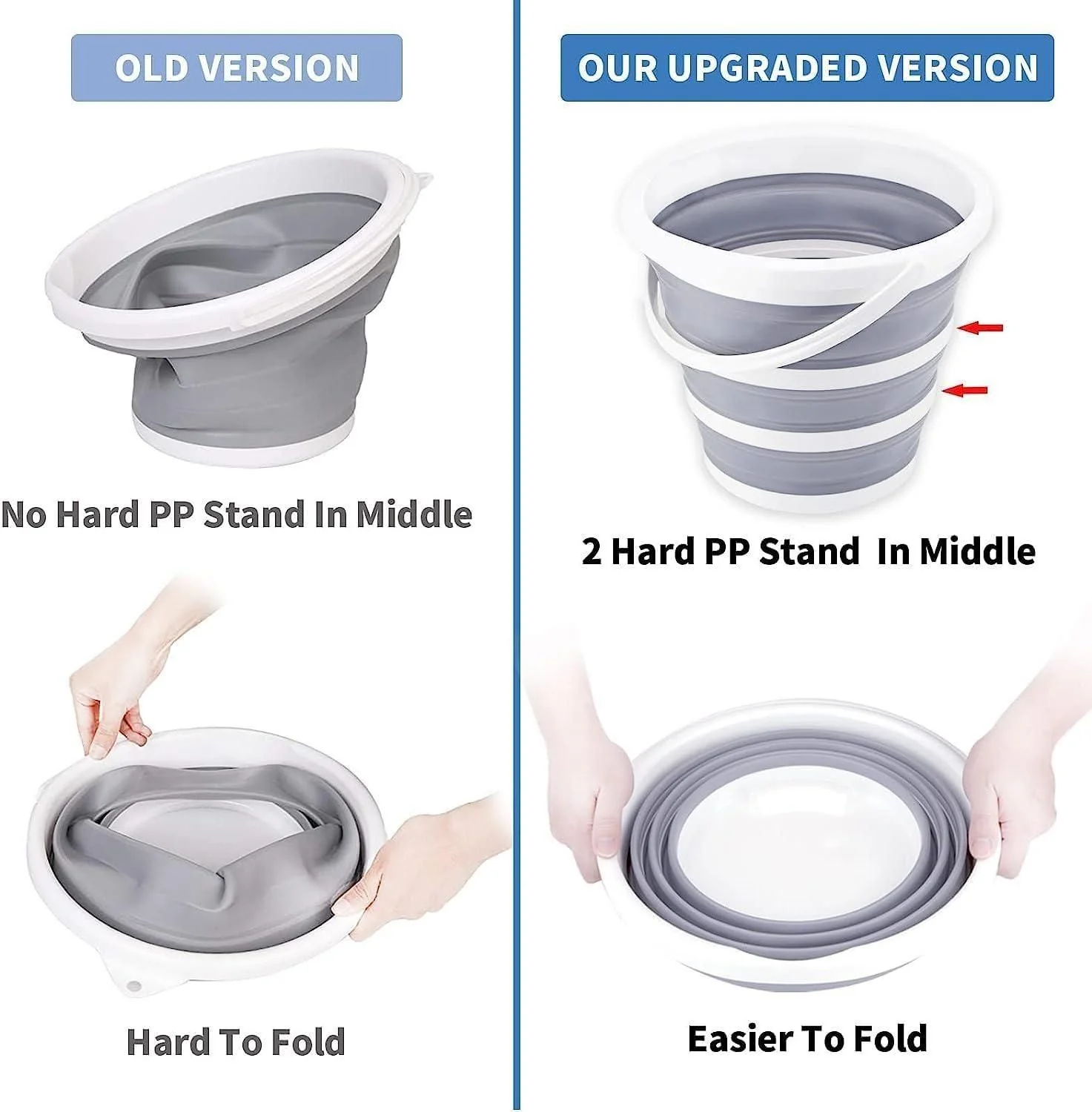PVC Coated Collapsible Foldaway Bucket (Assorted Colors) - Image 3