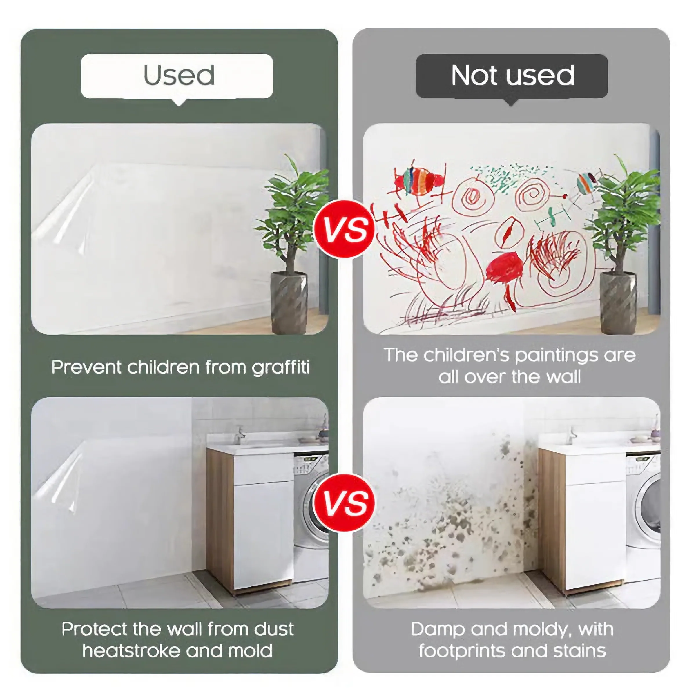 Self-Adhesive Transparent Electrostatic Wall Protection Film (Pack of 2) - Image 3